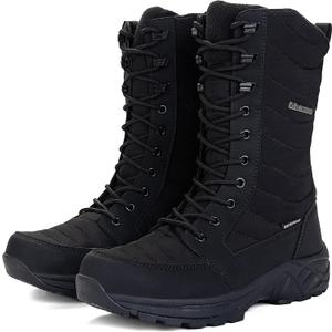 Women's Waterproof Winter Snow Boots Warm Comfortable with Side Zipper - 2025 Fashion Lightweight Hiking boots for Cold Weather Insulated Mid Calf Military Booties (10, Black)