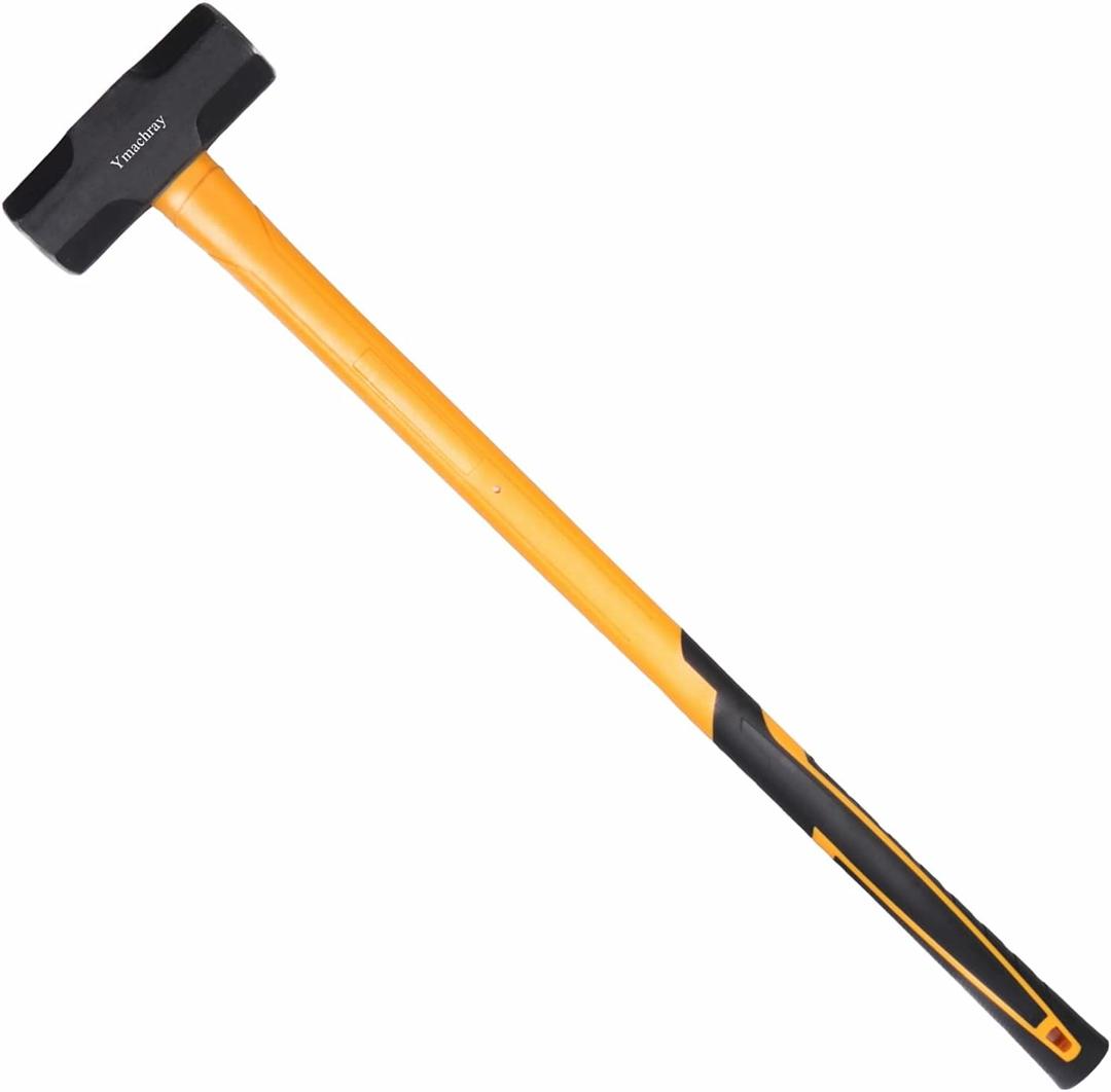 10 LB Sledge Hammer with Heavy Duty Construction, 35-Inch Fiberglass Handle, Overstrike Protection, Textured Grip