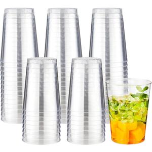 RACETOP 10 oz 200 Pack Clear Plastic Cups, Disposable Clear Plastic Cups for Parties, Gatherings, Weddings and Festival Events