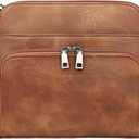 MASINTOR Crossbody Purse Bags for Women, Multi-Pocket Soft Leather Shoulder Purse with Tassel, Lightweight Travel Handbag (Mocha Brown)