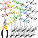 NiHome 15PCS Decorative Dragonflies with 10 Clips Decor for Garden, 9.8" Long Multicolor Waterproof Outdoor & Indoor Use, Versatile Clip-On Plant Decoration, Includes Pliers for Easy Attachment
