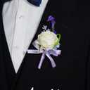 AuroraAria Snow White Boutonniere for Men,Set of 6,Groom Boutonniere for Wedding,Anniversary,Homecoming,Formal Dinner Party,Wedding Decor,Artificial Snow White Rose