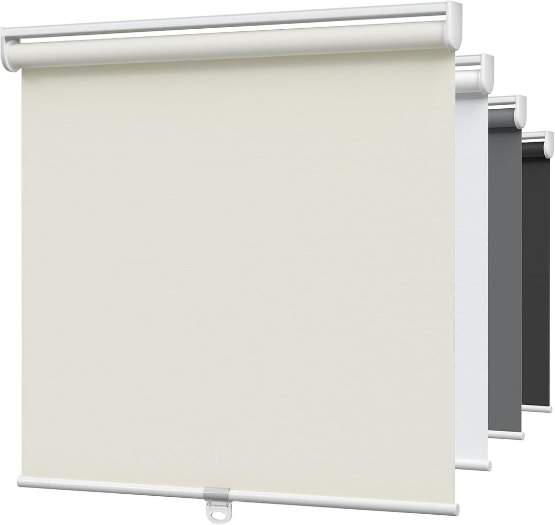 MYshade Blackout Cordless Roller Shades, Room Darkening Free-Stop Roll Up Blinds for Windows, Pull Down Blocking Blind for Home and Office, Easy to Install, 52" W X 72" H, Beige
