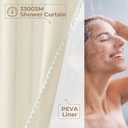 downluxe Linen Texture 3 in 1 Farmhouse Shower Curtain Set with Tassel, Boho Fabric Shower Curtains for Bathroom, Cream, 72W x 78L
