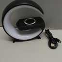 Wireless Speaker Charger Light,LED Bedside Lamp 4-in-1 Alarm Clock,Mood Light,Speaker & Wireless Charger,G-Shaped Atmosphere Lamp RGB Colour Changing Lamp for Bedroom,Birthday Gifts(Black)