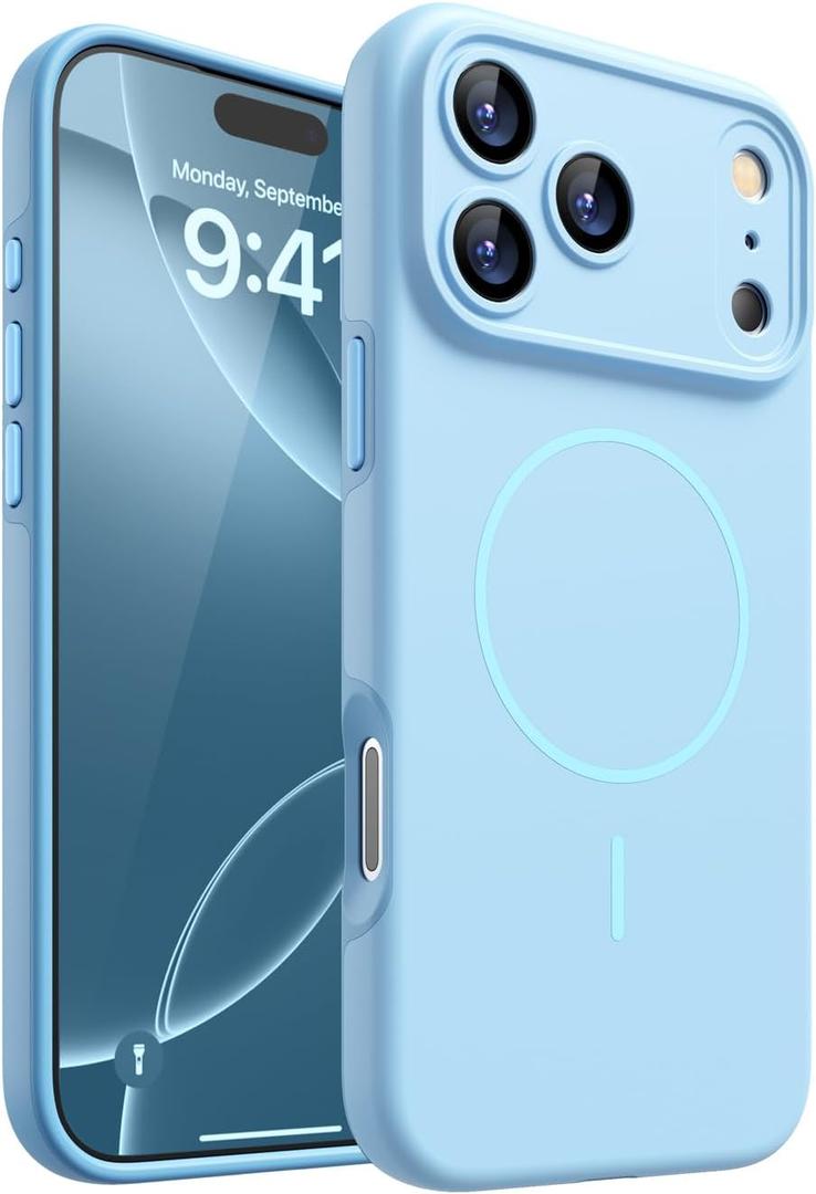 Magnetic for iPhone 17 Pro Case, [Matte Solid Color] [Full Camera Protection] Protective Case for iPhone 17 Pro - Light Blue