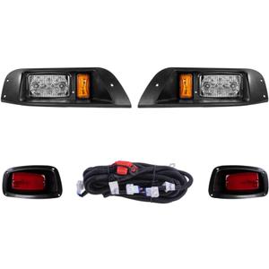 EZGO TXT 1996-2013 LED Adjustable Light Kit 48V, 2 LED headlight, 2 LED taillight, 1 Basic wiring harness, instruction & hardware included