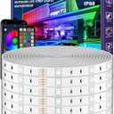 500ft Outdoor LED Strip Lights Waterproof,IP68 Outside Led Light Strips Waterproof with App and Remote,Music Sync RGB Exterior Led Rope Lights with Self Adhesive Back for Roof,Deck,Balcony