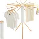 JOOM Tripod Clothes Drying Rack, Garment Rack Portable and Foldable Space Saving Laundry Drying Rack - Drying Rack Clothing Floor Folding Balcony Bedroom Household Wooden