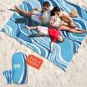 Everlasting Comfort Large Beach Blanket Waterproof & Sandproof - 80" x 80"/6.7ft x 6.7ft - Lightweight Beach Mat, Picnic Mat, Outdoor Blanket - Ideal for Festivals, Camping - Blue
