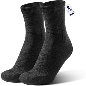 Alpaca Wool Diabetic Socks for Men Women Non Binding Wide Loose Fit Thick Warm Soft Seamless Moisture Breathable (Black)