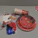 104Pcs Bithday Decorations, Red And Blue Themed Party Decorations, Including 1Happy Birthday Banner, 9 Balloons, 20 Napkins, 40 Plates, 1 Tablecloth, 1 Cake Toppers and 12 Cupcake Toppers