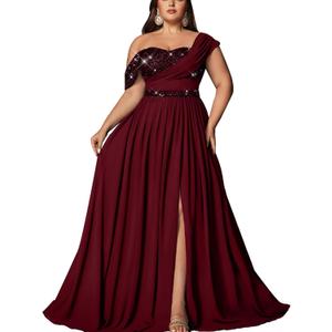 Women Plus Size Bridesmaid Dresses Sequin Summer Maxi Dress A Line Wedding Guest Prom Evening Party Cocktail Gown, 2XL