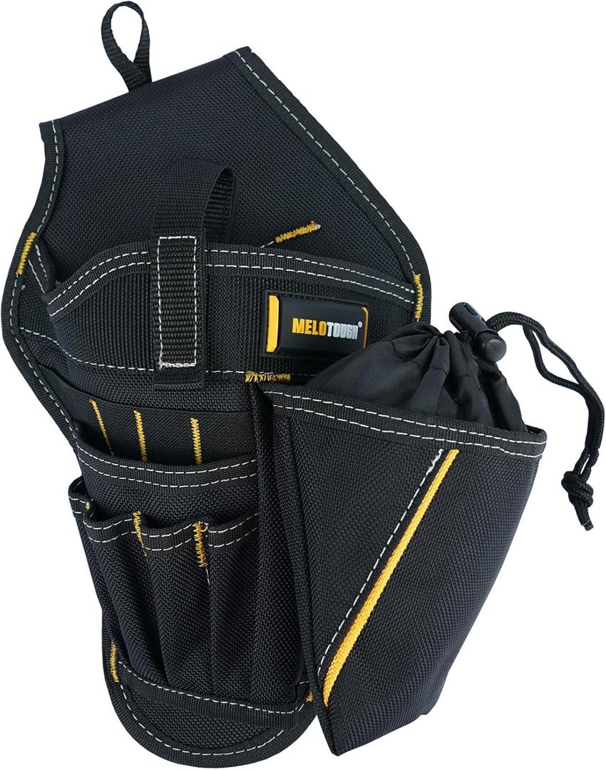 MELOTOUGH Drill Holster Impact Driver Holster with Bit Pouch Heavy Duty Impact Holster for Tool Belt, Right