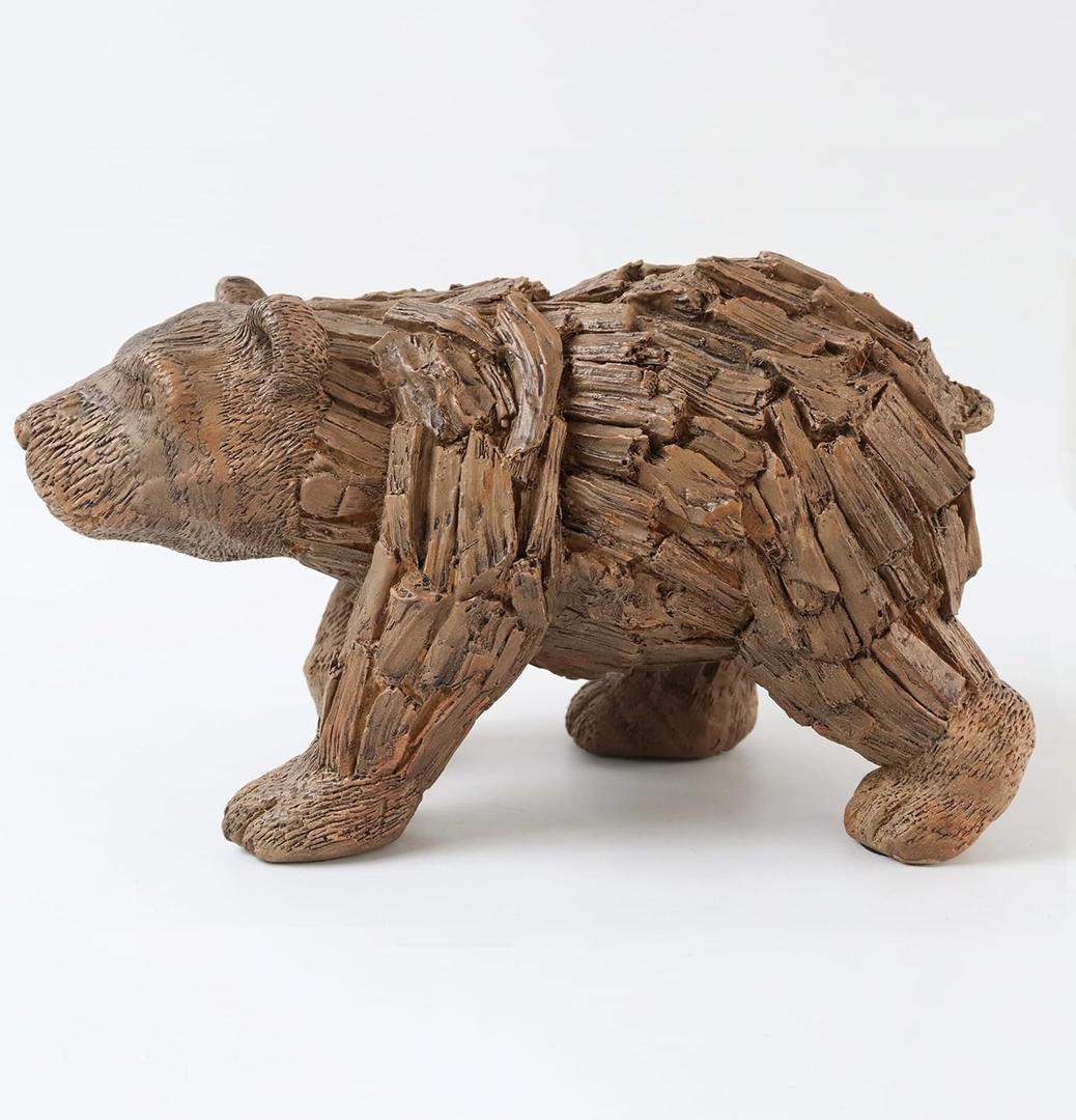 Hymmah Brown Bear Statue Home Decor Statue Rustic Home Decorations for Living Room, Boho Sculpture Resin Animal Collectible Figurines for Indoor Decor (B-Brown)