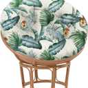 Waterproof Papasan Chair Cushions Outdoor Soft Circle Seat Pad, 45X45in,White Green