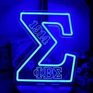 B Fraternity Neon Signs Dimmable 1914 Sigma Greek LED Neon Lights for Wall Decor, Sigma Fraternity Neon Lights with USB Power Paraphernalia LED Signs for Birthday Party Decor