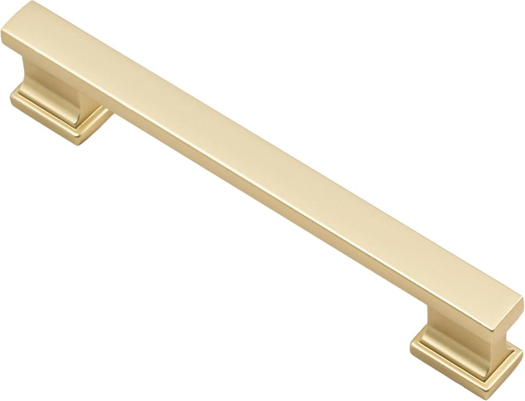 Alzassbg 5 Pack Brushed Gold Cabinet Pulls, 5 Inch(128mm) Hole Centers Kitchen Cabinet Handles for Cabinets and Drawers AL3061MGP