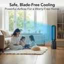 Comfort Zone 40-Inch Bladeless Tower Fan for Bedroom Quiet Standing Fan with Remote Control, 9H Timer & Wide Area Oscillation Turbocharged Airflow & Digital LED Display Black