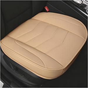 Car Front Bottom Seat Cover, Leather Breathable Driver Bottom Seat Protector with Storage Pocket, Anti-Slip Full Wrapped Automotive Chair Cushion Mat, Universal for Truck Van RV (Beige)