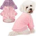 POMIU Dog Sweater, Dog Sweaters for Small Medium Dogs or Cat, Warm Soft Flannel Pet Clothes for Dogs Girl or Boy, Dog Shirt Coat Jacket (Coat Pink+Purple, Large)