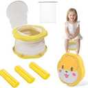 SunnySmile Travel Potty for Toddler,Portable Toilet for KidsPotty Training Toilet Seat Applicable to TravelCamping, Outdoor, IndoorWith 45 Potty BagsCartoon Design, Children Will Like it More