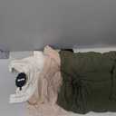 Huukeay 3 Pack Women's Linen Cropped Tank Tops Sleeveless Square Neck T-Shirts Loose Fit Casual Spring Beach Summer Tees(Medium,Light Khaki, Linen, Army Green)
