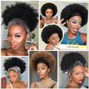 Afro Curly Headband Wig for Black Women,Short Kinky Curly Synthetic Wig with Super Elastic Headband Glueless Quick Wear And Go Fluffy Bouncy Afro Wig for Daily Party(TGrey)