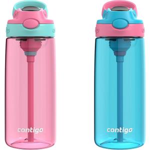 Contigo Aubrey Kids Water Bottle (20 oz (Pack of 2), Azalea & Blue Raspberry)