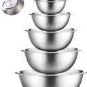 COOK WITH COLOR Stainless Steel Mixing Bowls Set - Nesting Bowls, 6 Pieces, Silver with Non Slip Bottom