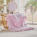 Ruffled Toddler Blanket Ruffle Comforter for Baby Toddler Girls, Soft Cozy Cute Quilted Blanket Breathable Microfiber Comfortable Down Alternative Small Size Quilt with Ruffle - 39"x 47" Pink