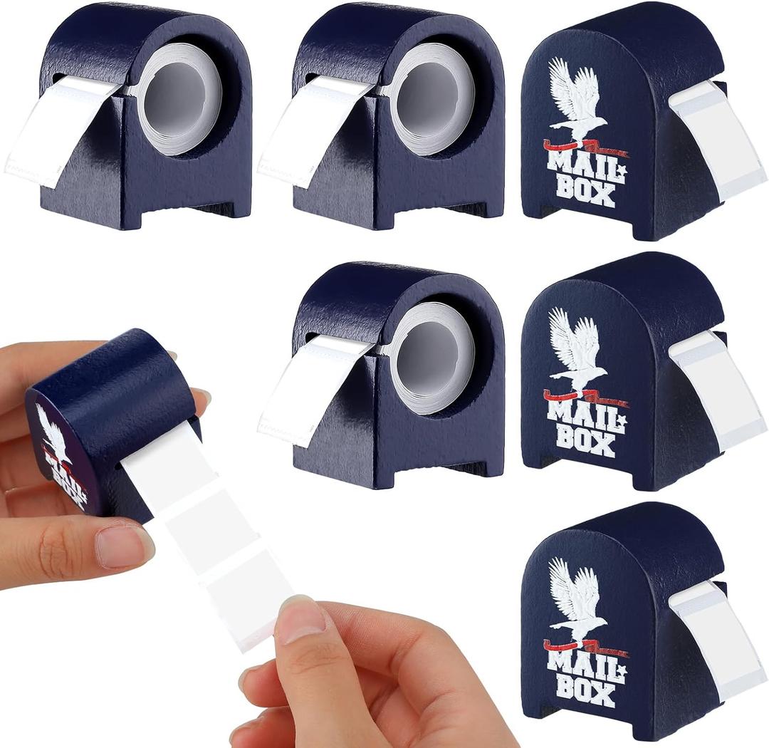 Wesiti 6 Pcs Wooden Stamp Roll Dispenser Wood Postage Stamp Dispenser for Roll of 100 Holder Organizer for Mailing Desk Table Home and Office Supplies