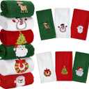 Tatuo 12 Pieces Christmas Bathroom Towel Santa Reindeer Snowman Cotton Decorative Hand Towels Fabric Christmas Cotton Embroidered Hand Towels for Kitchen Bathroom Home Cleaning (Classic Style)