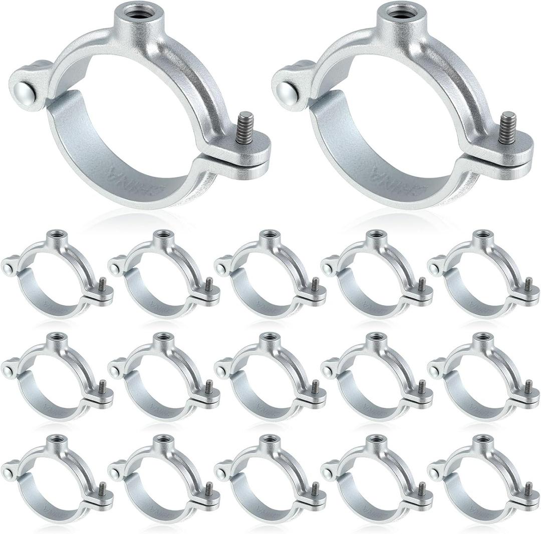 20 Pack 1-1/2" Split Ring Pipe Hanger for Thread Rod Galvanized Iron Mounting Bracket Support for Tubing Wall Ceiling Mount Combination Industrial Decor