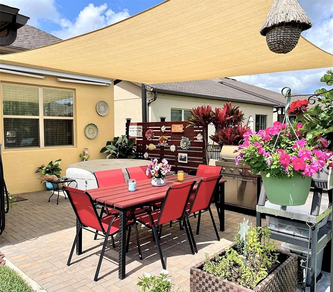 18' x 22' Rectangle Sun Shade Sails Canopy UV Block for Patio Deck Pergola Yard Lawn Outdoor Activities (Beige)
