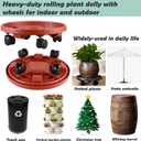 5 Packs Large Plant Caddy with Wheels 13" Rolling Wheeled Plant Stands Heavy-duty Plastic Flower Pot Roller Base Movers Indoor Outdoor Planter Dolly with Casters Trolley, Red