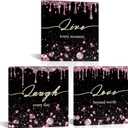 Conipit Pink Glam Canvas Wall Art Laugh Live Love Inspirational 3 Pictures Frame Fashion Art Modern Artwork Black White Pink Glitter Paintings For Girl's Bedroom Wall Decor（12'' x 12'' x 3pcs)