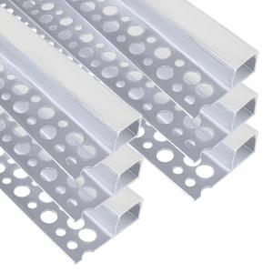 inShareplus Plaster-in LED Channel, 3.3ft/1M 6Pack LED Aluminium Channel with Milky Diffuser, Trimless Recessed Single-Sided Aluminum Profile LED Strip Diffuser for Under Cabinet and Corners of Wall
