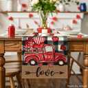 Artoid Mode Watercolor Buffalo Plaid Hearts Truck Love Valentine's Day Table Runner, Seasonal Anniversary Wedding Holiday Kitchen Dining Table Decoration for Indoor Outdoor Home Decor 13 x 90 Inch