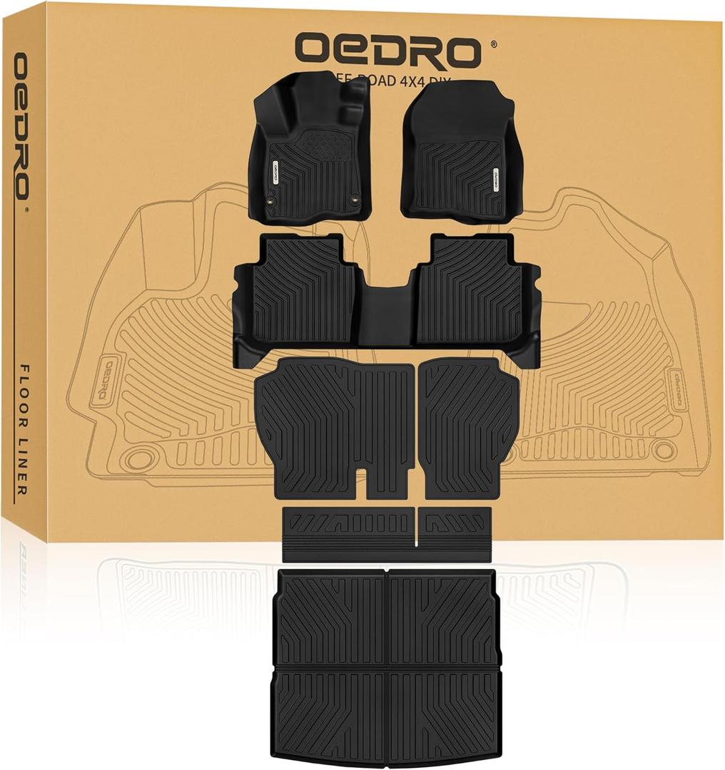 OEDRO Floor Mats & Cargo Liner Fit for 2023-2025 2026 Honda CR-V (Include Hybrid), Honda CRV Accessories TPE All-Weather Custom Fit Trunk Mats Backrest Mats Floor Mats (Upper Position), Black