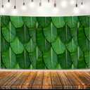 KatchOn, Indian Pooja Backdrop Decoration - 7.5X5 Feets | Maha Shivaratri Backdrop | Green Banana Leaf for Ugadi Festival, Rama Navami Pooja, Chaitra Navratri, Mehndi Photography Party Decorations