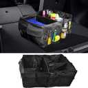 Car Trunk Organizer with Multi-Compartment, Waterproof Oxford Cloth Foldable Cargo Storage Box, Portable Auto Organization for Cars SUVs Trucks (Black)