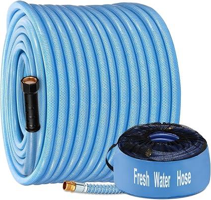 Kohree RV Water Hose 100 FT, 5/8" Drinking Water Hose with Storage Bag
Reinforced PVC Design, Strain Relief Ends, Leak-Free, No Kink and Flexible Garden Hose, Drinking Water Safe for RV Camper