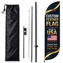 Custom Feather Flag by BCB Print, Text or Logo, 11.5x2.5 FT Single-Sided HD Print, Optional Add-On 15 FT Pole Kit & Ground Spike, Made in USA, Fast Delivery