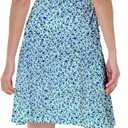 Women's Boho Summer Floral Short Sleeve Mini Dress Bow V Neck A Line Short Dresses (XXL)