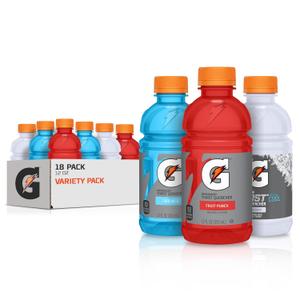 Gatorade Thirst Quencher, Fruit Punch, Glacier Cherry, Cool Blue Variety Pack, 12 Fl Oz (Pack of 18) Best By 01/11/27