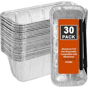 30-Pack Drip Pans Liners for Blackstone Griddle Accessories, Aluminum Foil Pan Disposable for 17" 22" 28" 36" Blackstone Griddle Drip Tray Holder Grill Rear Grease Catcher Cup