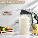 64oz Glass Pitcher with Handle and Lid, 2 Quart Mason Jar Pitcher - Airtight & Leakproof Water Jug with Pour Spout Lid, Glass Containers for Fridge, Perfect for Juice, Cold Brew, Iced & Sun Tea