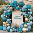 Teal Blue Gold Balloons Double Stuffed Latex Dusty Blue Turquoise Balloon Different Sizes Teal Gold Balloon Garland for Birthday Wedding New Year Anniversary Baby Shower Ocean Party Decor