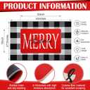 Geelin 2 Pcs Christmas Door Mat Outdoor Merry Christmas Front Door Mats Buffalo Checkered Rug (30'' x 18'' and 43'' x 27.5'') for Home Entrance Indoor Outdoor Decorative Coir Rugs